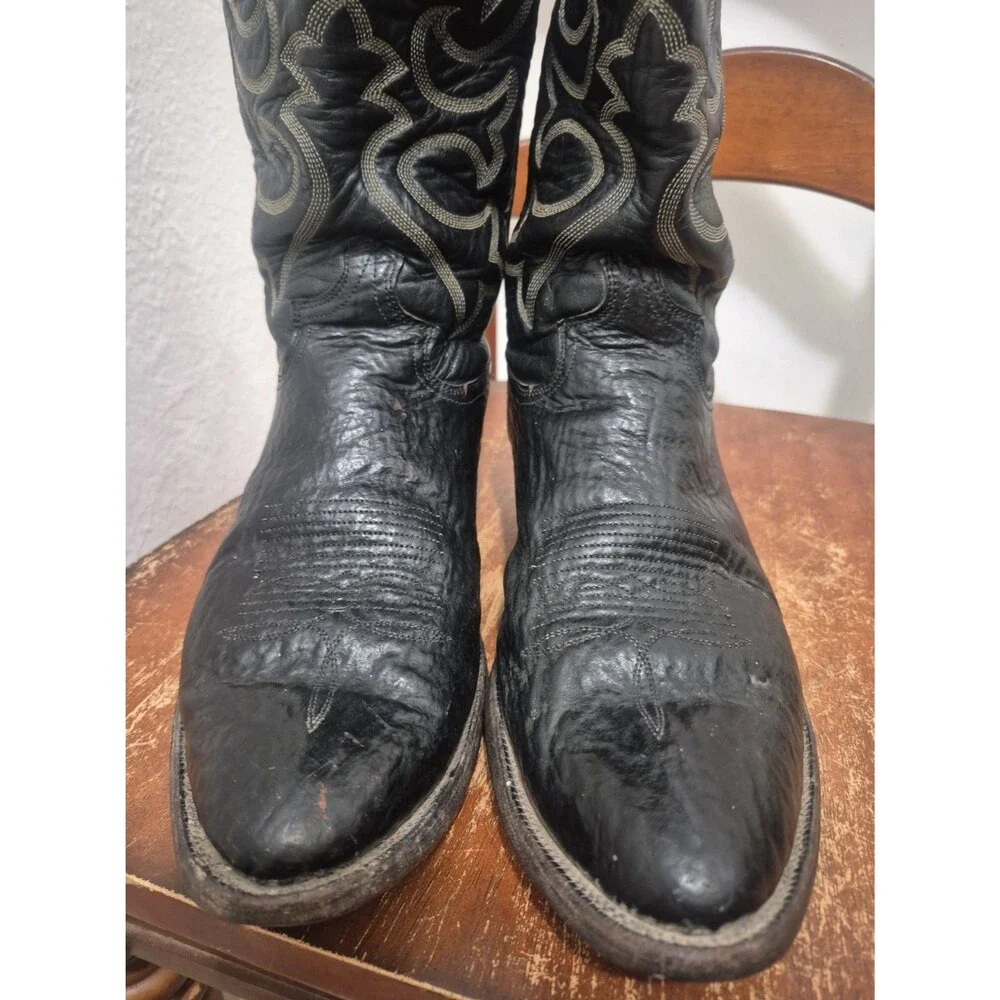Justin Boots 8517 Black Cowhide Leather Western Classic Men's 11.5D USA